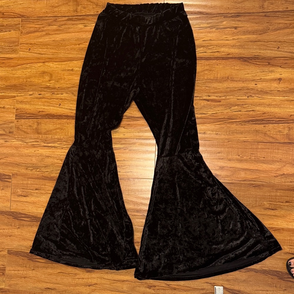 Black Velvet Flare Pants